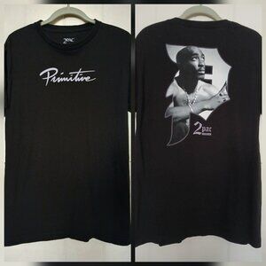 2PAC × Primitive Tupac Graphic T-Shirt Mens Medium Black Cotton Short Sleeve
